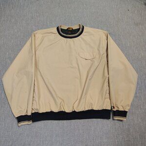 VINTAGE Tommy Hilfiger Golf Windbreaker Jacket Size Large Beige Navy Pullover